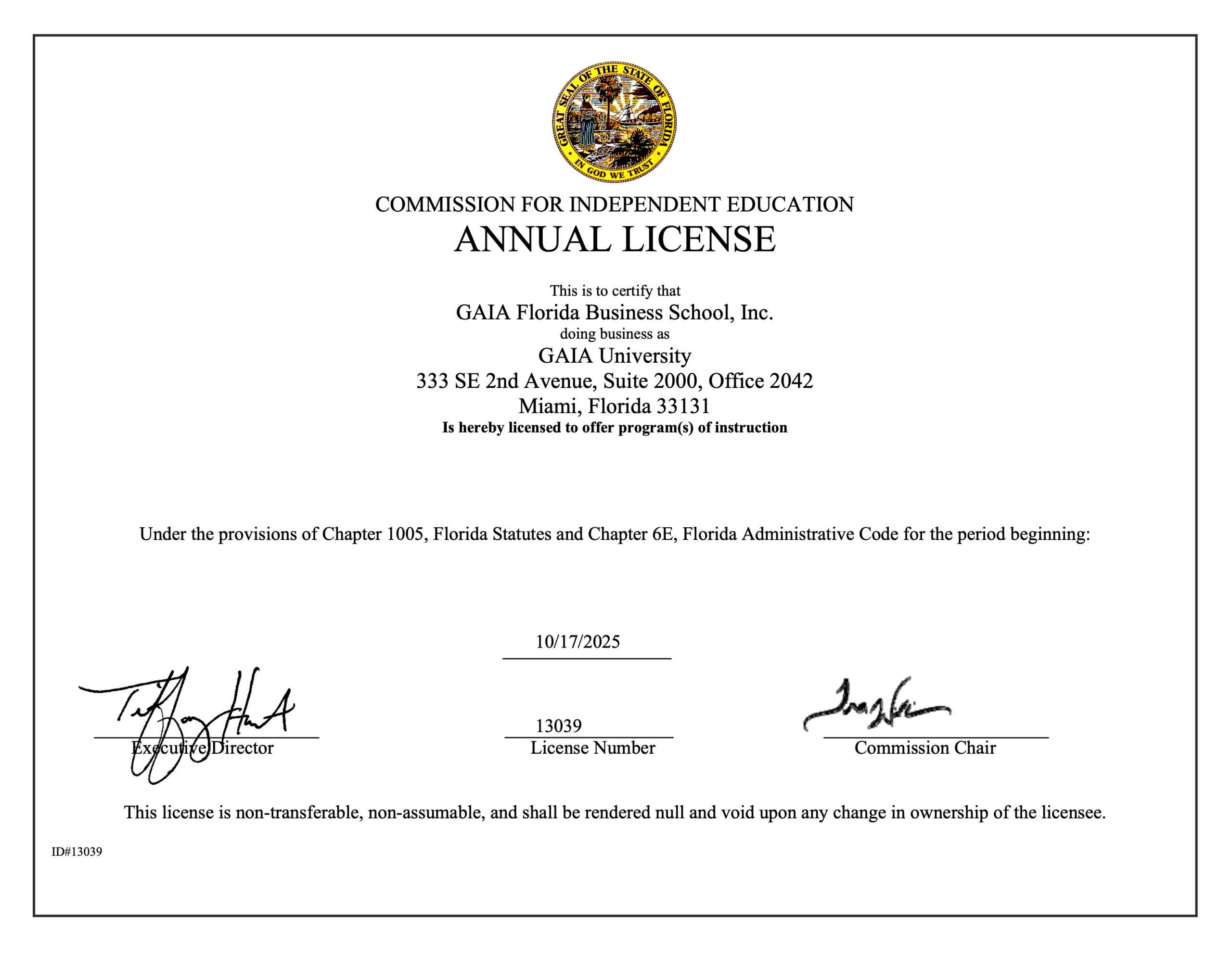 Licencia GAIA University - CIE